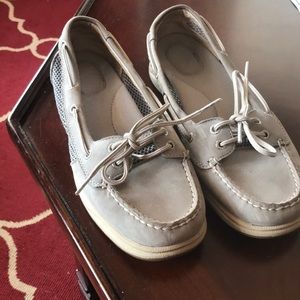 Gray Sperry Boat shoes gently worn less than 10 x